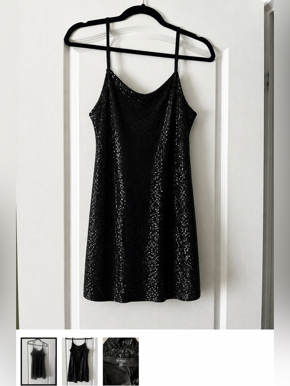 Black Sequin Mini Slip Dress - Women
